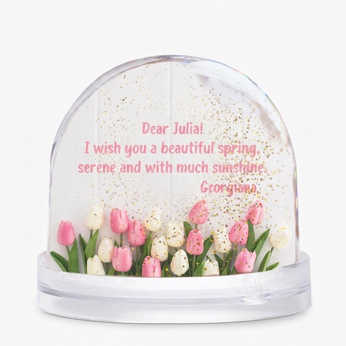 Personalised desk globe with photo and text - Have a wonderful spring!