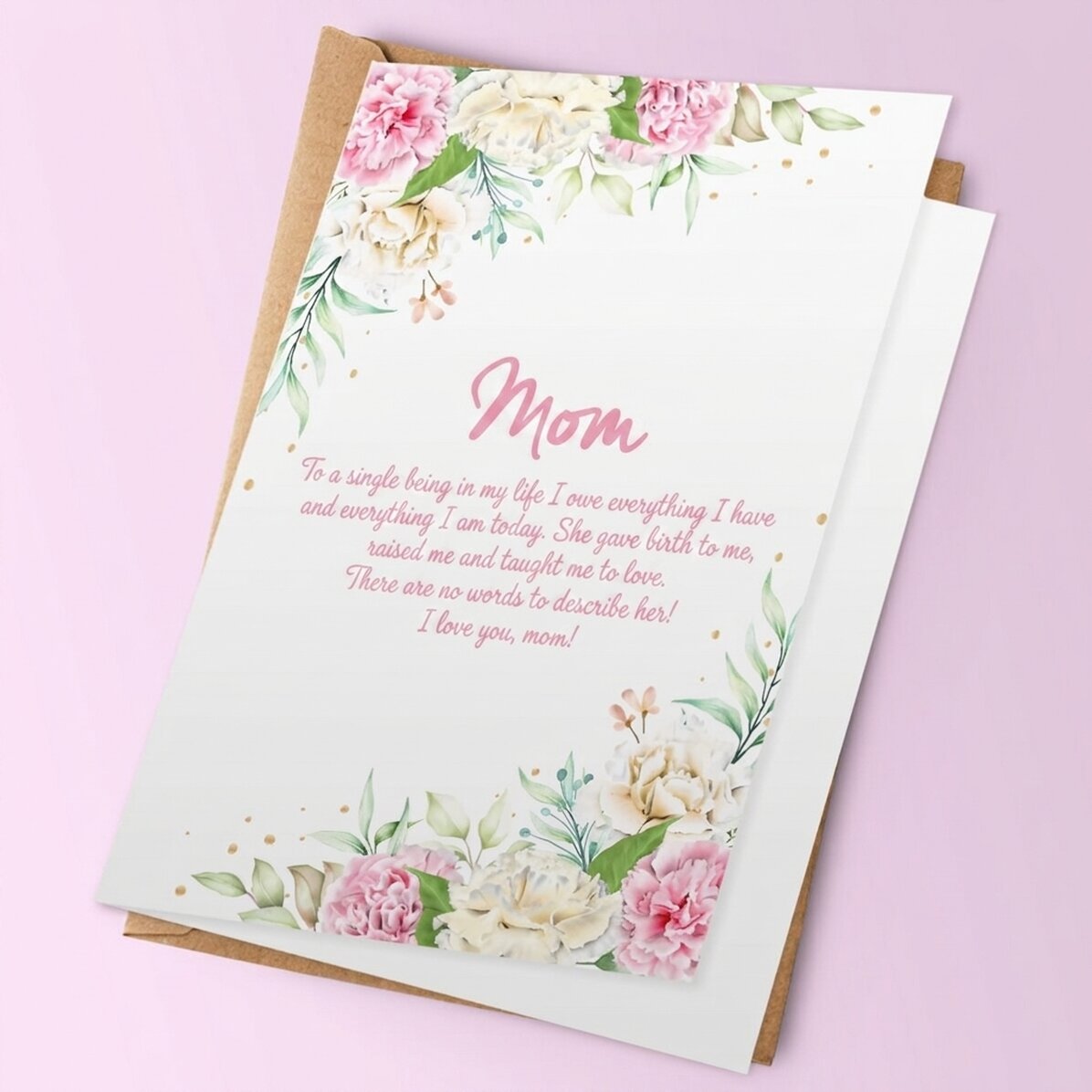 Personalised card with text - I love you, Mum