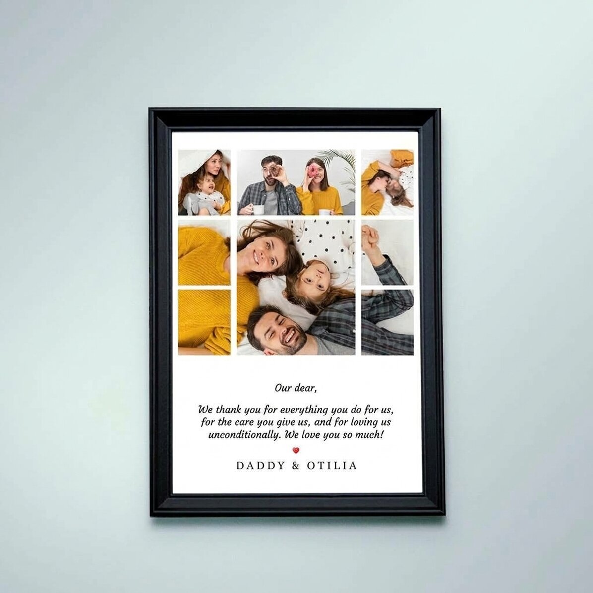 Personalised photo frame with photo collage and text - A4