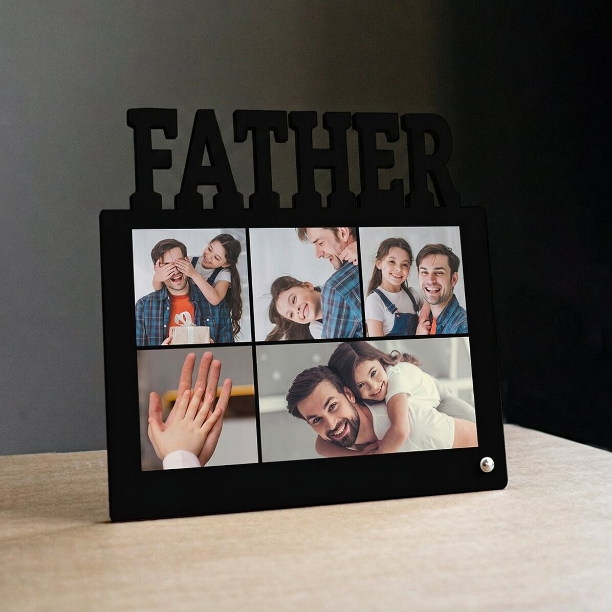 Personalised desk photo frame with 5 photos - model DAD