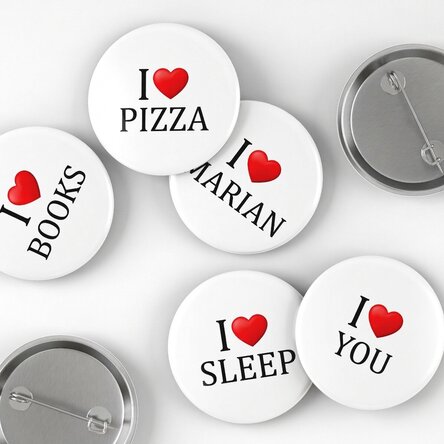 Personalised badge with text - I heart