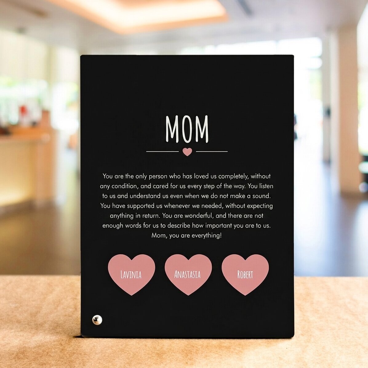 Personalised desk photo frame with text - Message for mum