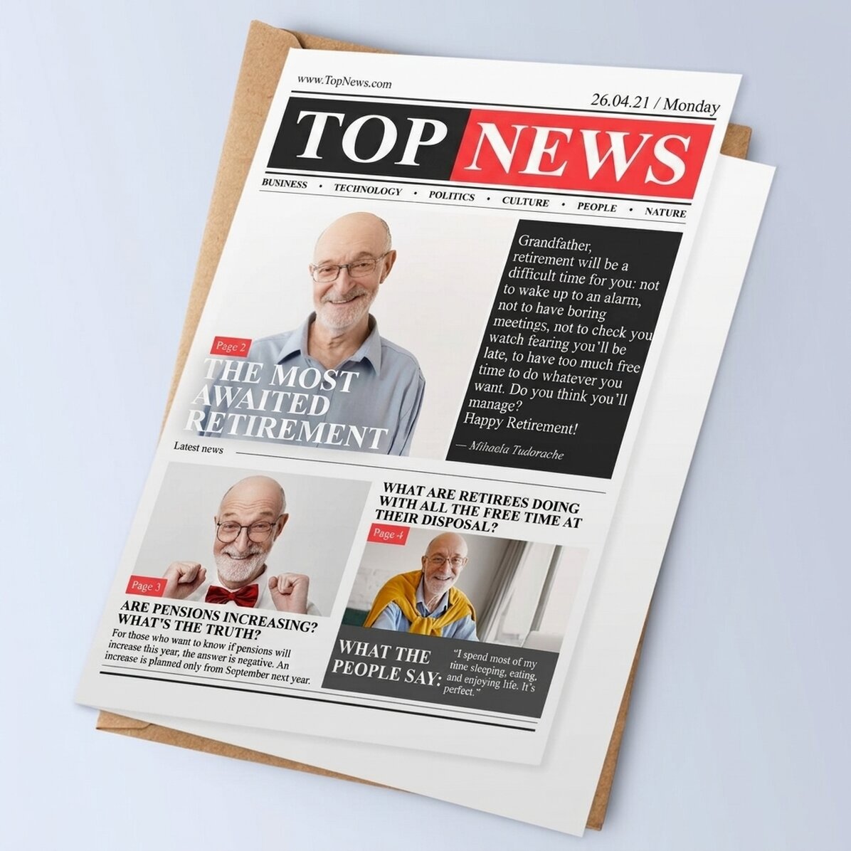 Personalised card with 3 photos and text - Retirement