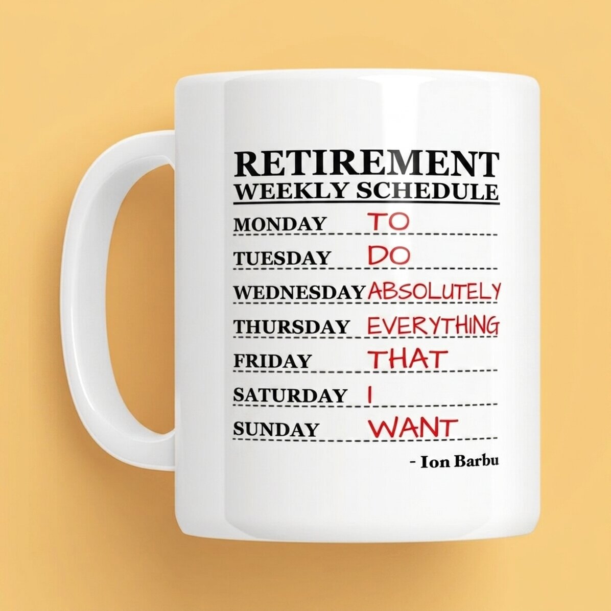 Personalised mug with text - Weekly schedule
