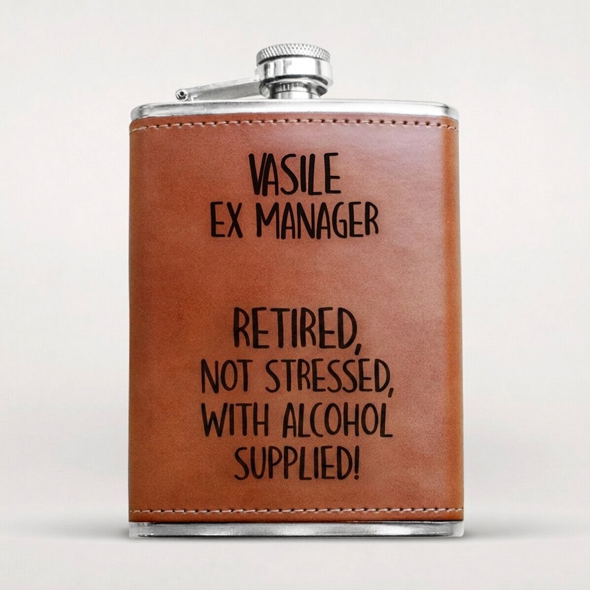 Personalised leather-covered pocket flask - Guesthouse