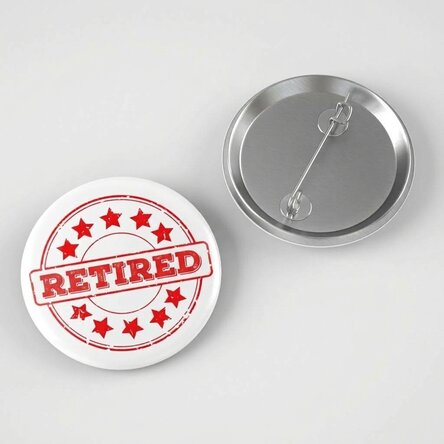 Personalised badge with text - Officially retired