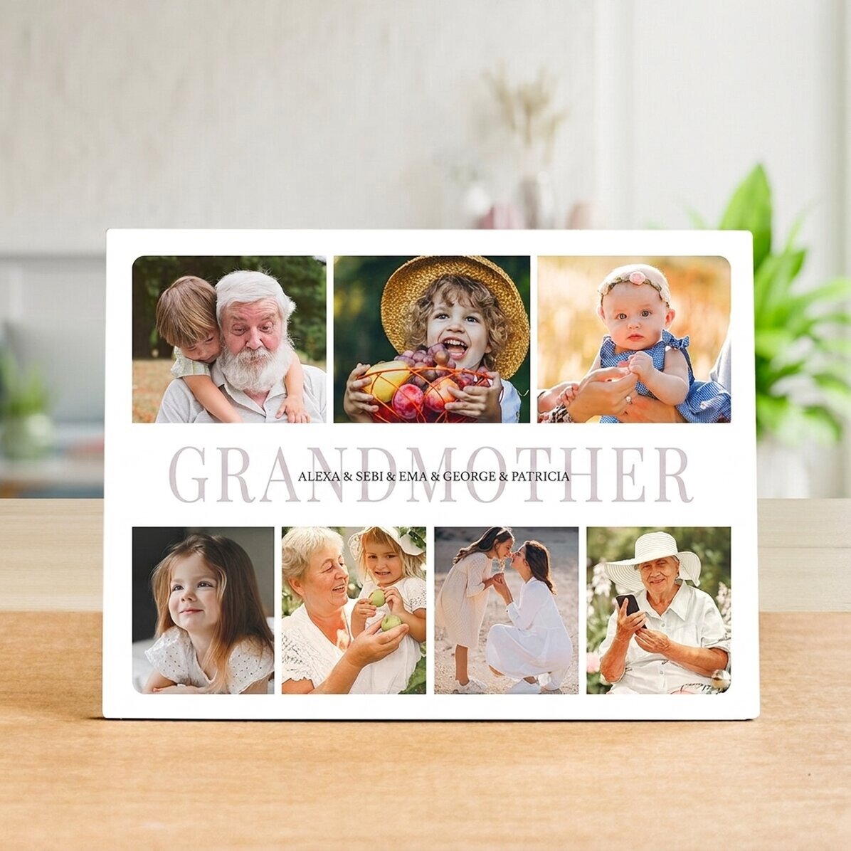 Personalised desk photo frame with 7 photos - Grandmother