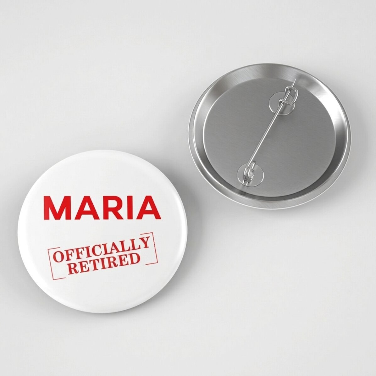 Personalised badge with name - Officially retired