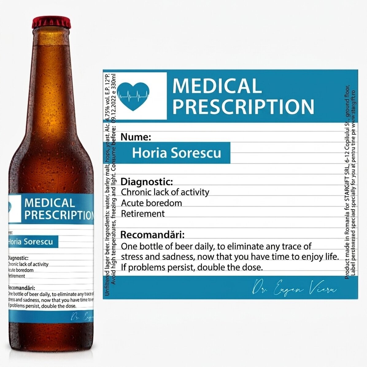 Personalised beer with text - Medical prescription