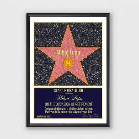 Personalised painting with text - Star of gratitude for retirement