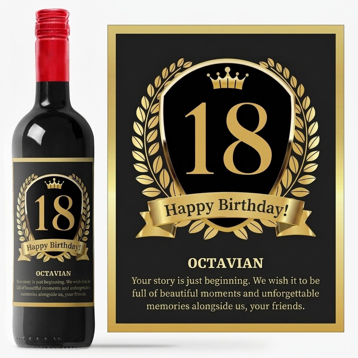 Personalised wine with text for adults