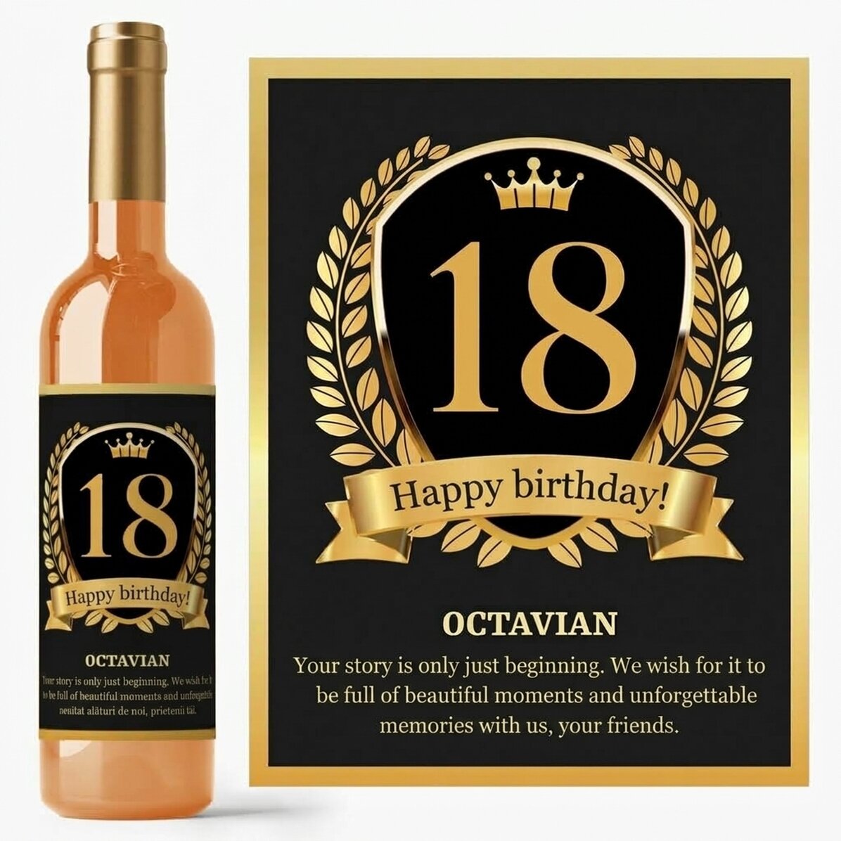 Personalised wine with text for adults