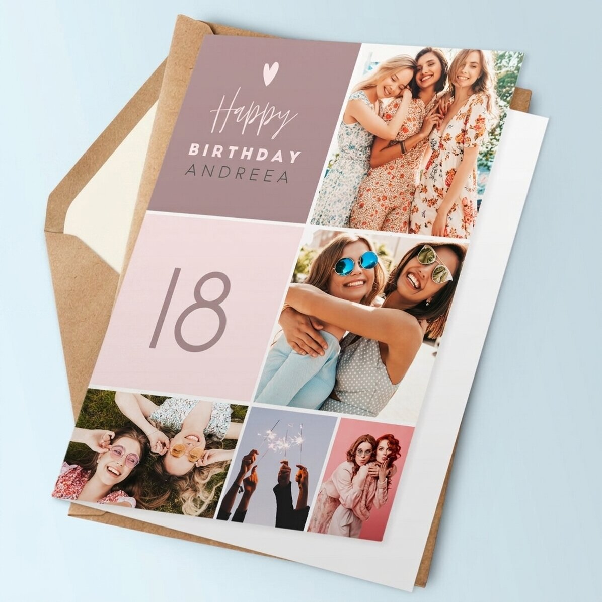 Personalised card with 5 photos and text - Happy birthday