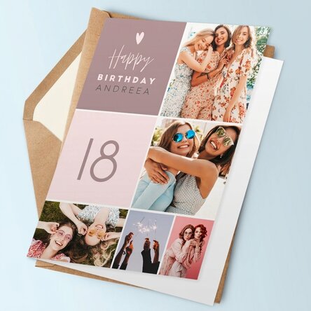 Personalised card with 5 photos and text - Happy birthday
