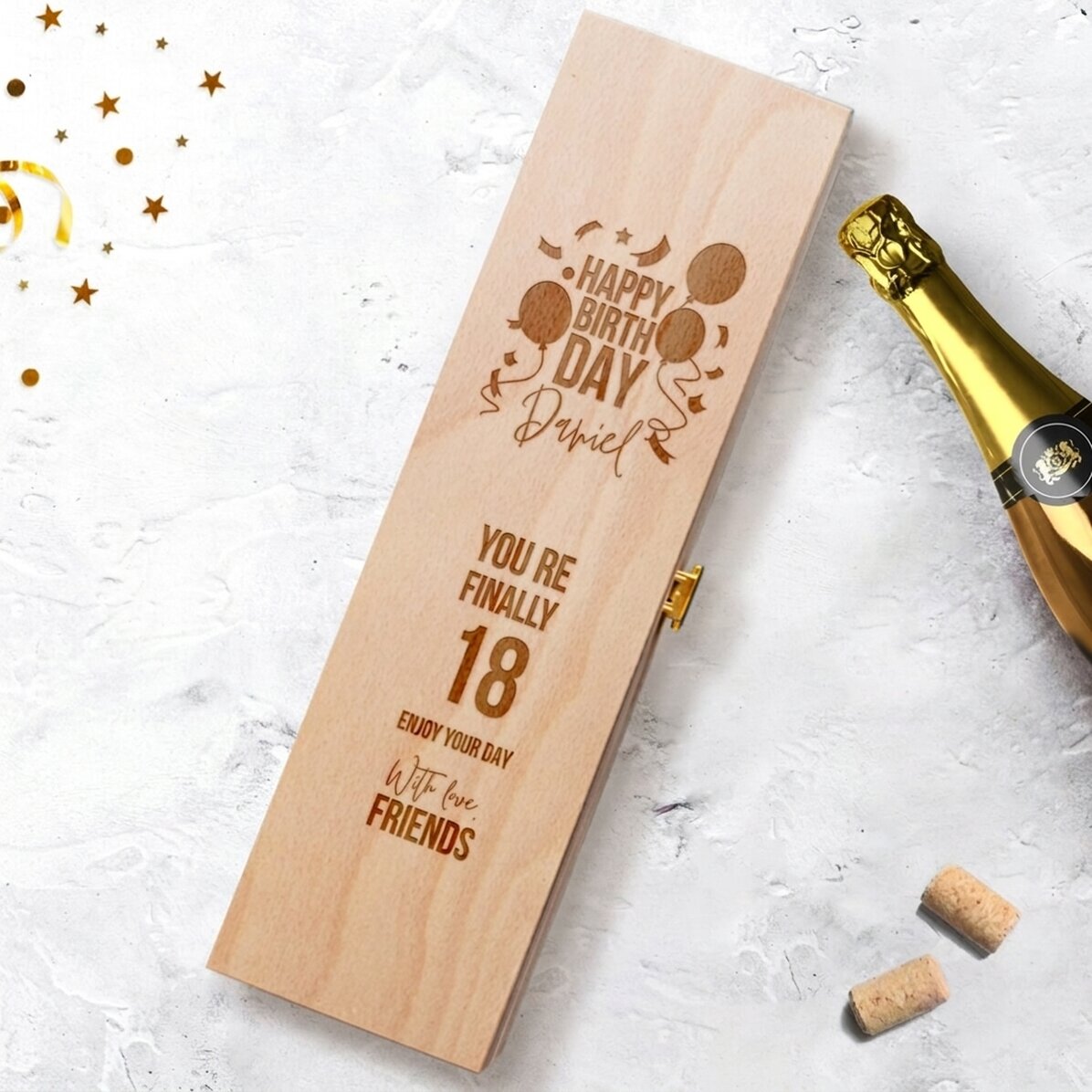 Personalised sparkling wine box - birthday model