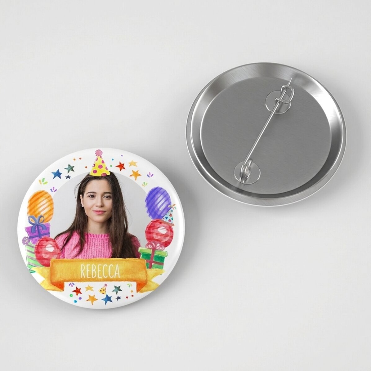 Personalised badge with photo and text - Happy Birthday