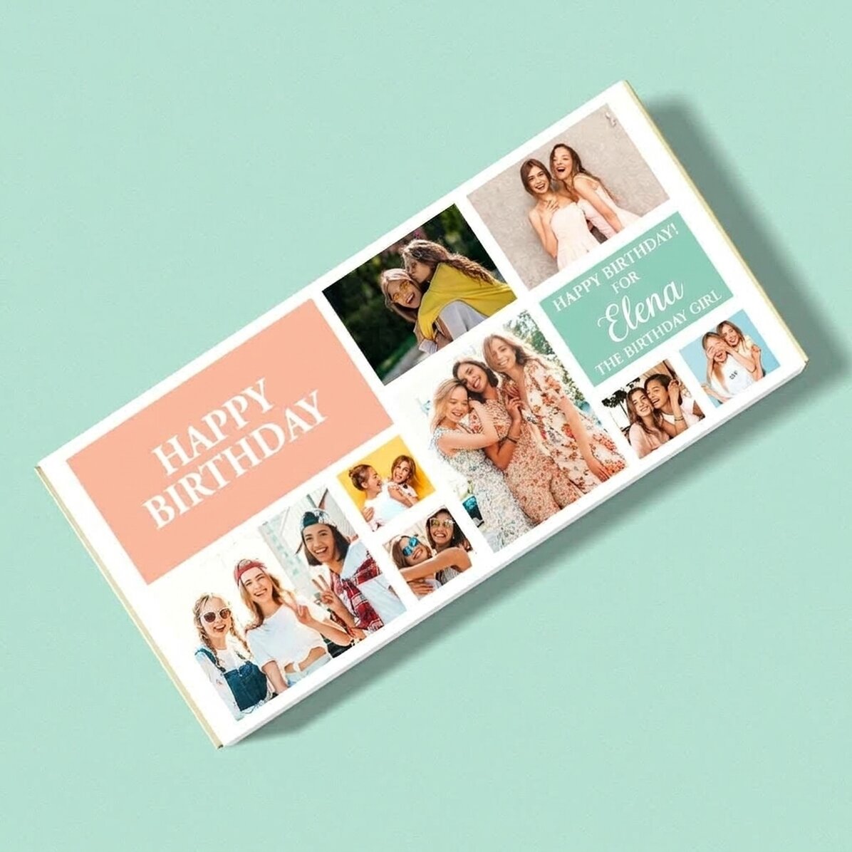 Personalised chocolate with text and photo collage