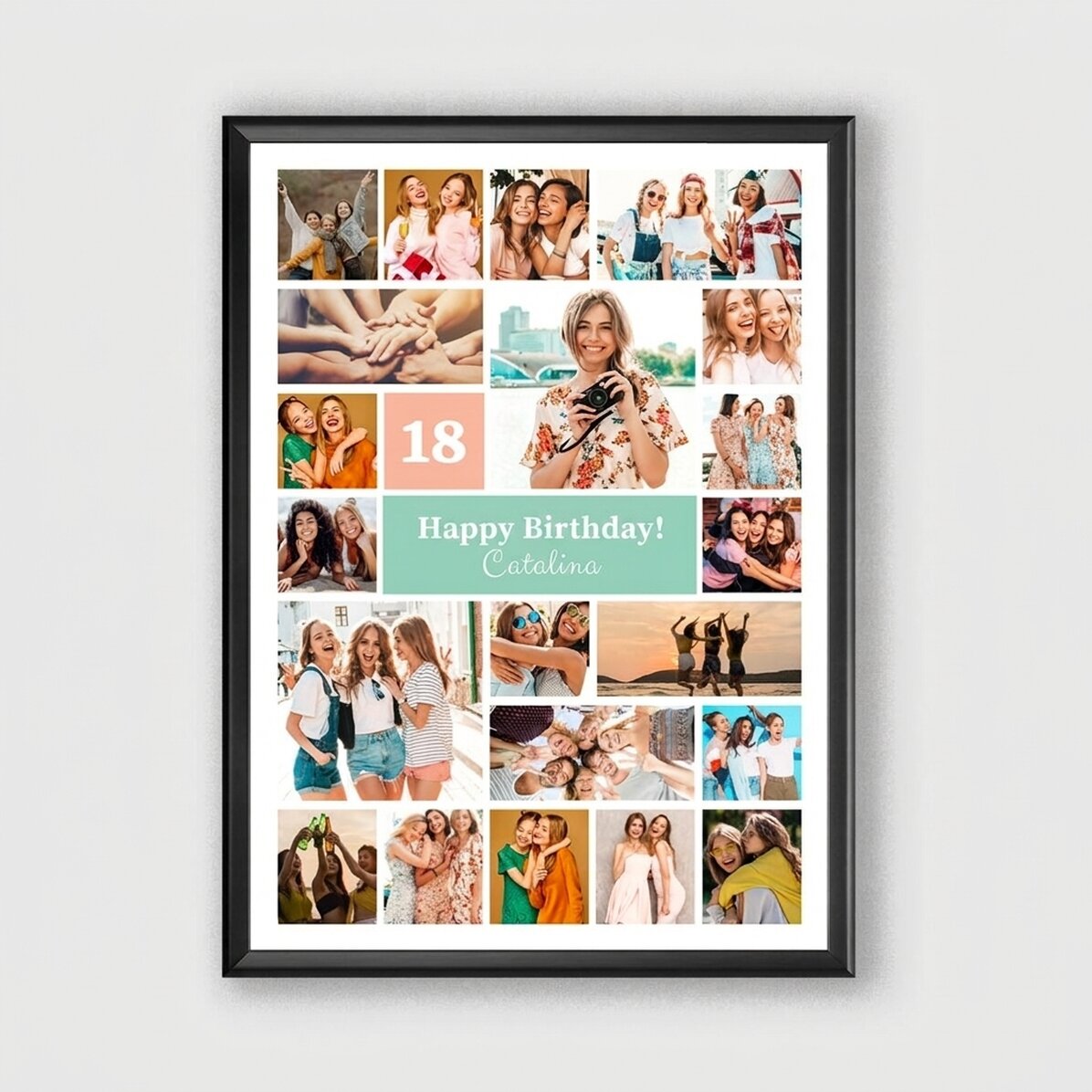 Personalised canvas with 21 photos and text - Collage