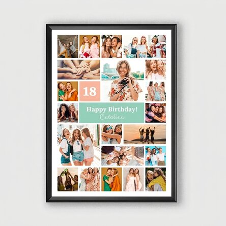 Personalised canvas with 21 photos and text - Collage