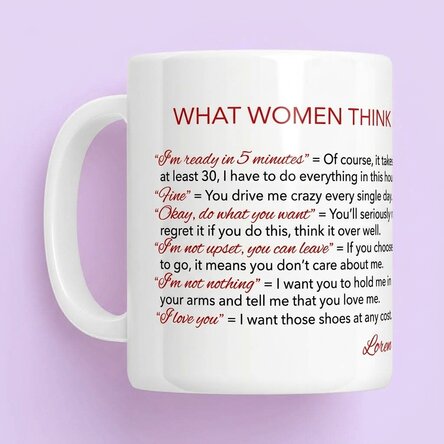 Personalised mug with text - What women think