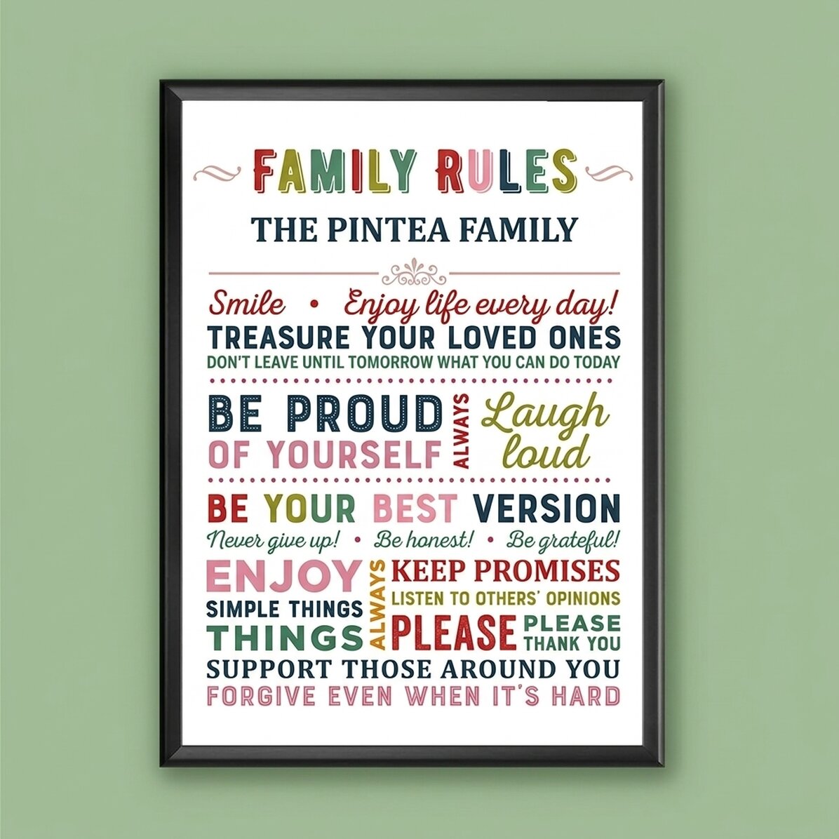 Personalised picture with text - House rules