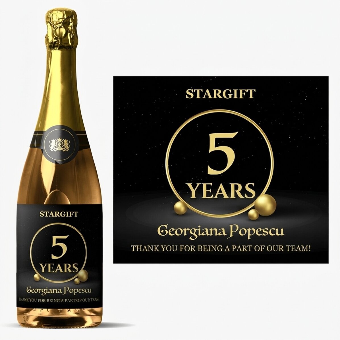 Personalised sparkling wine with text - Company anniversary