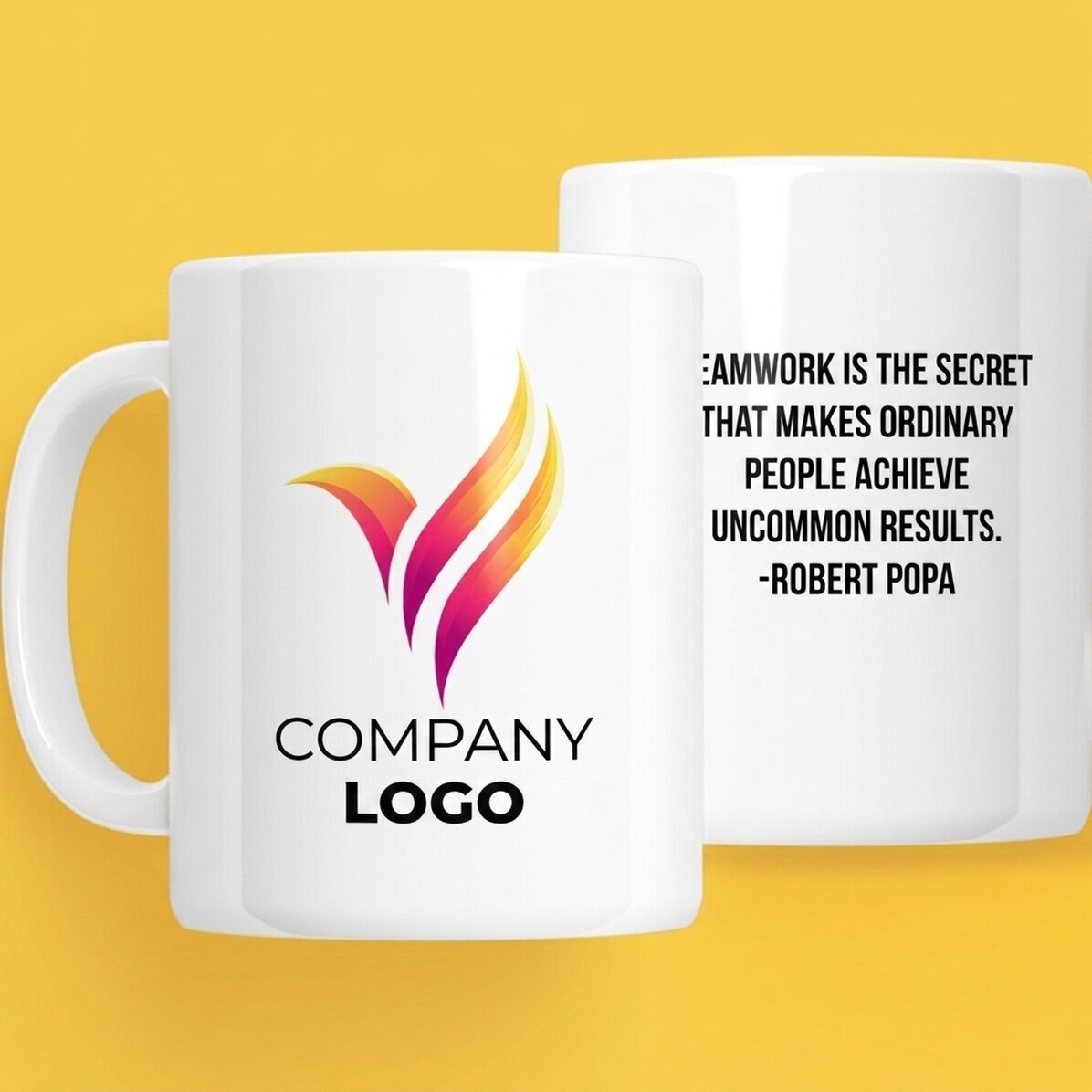 Personalised mug with logo and text