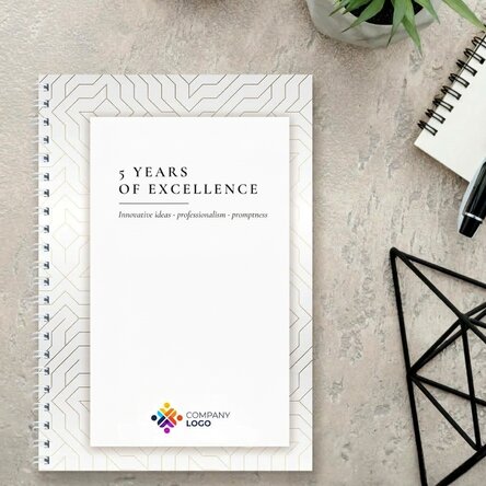 Personalised notebook with text, white version - Brand anniversary