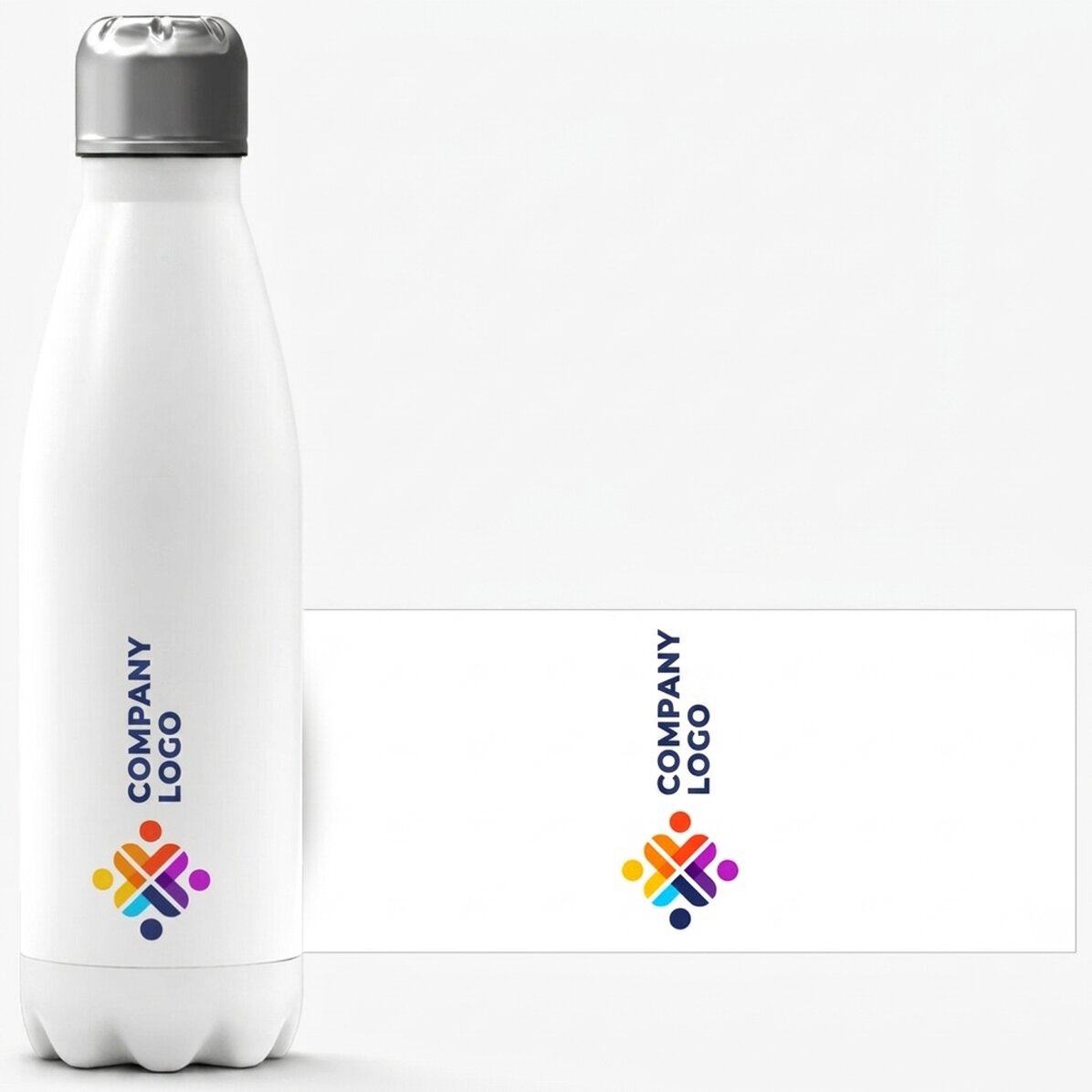 Thermos with white base customised with logo