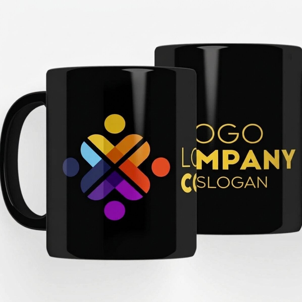 Personalised mug with logo on black background