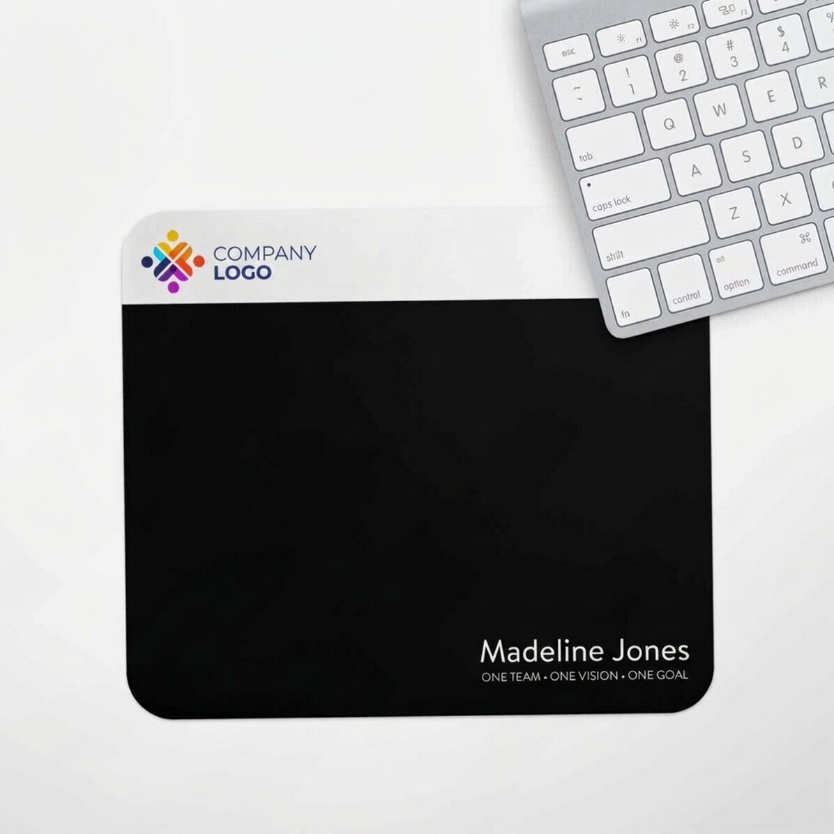 Personalised mouse pad with logo and text