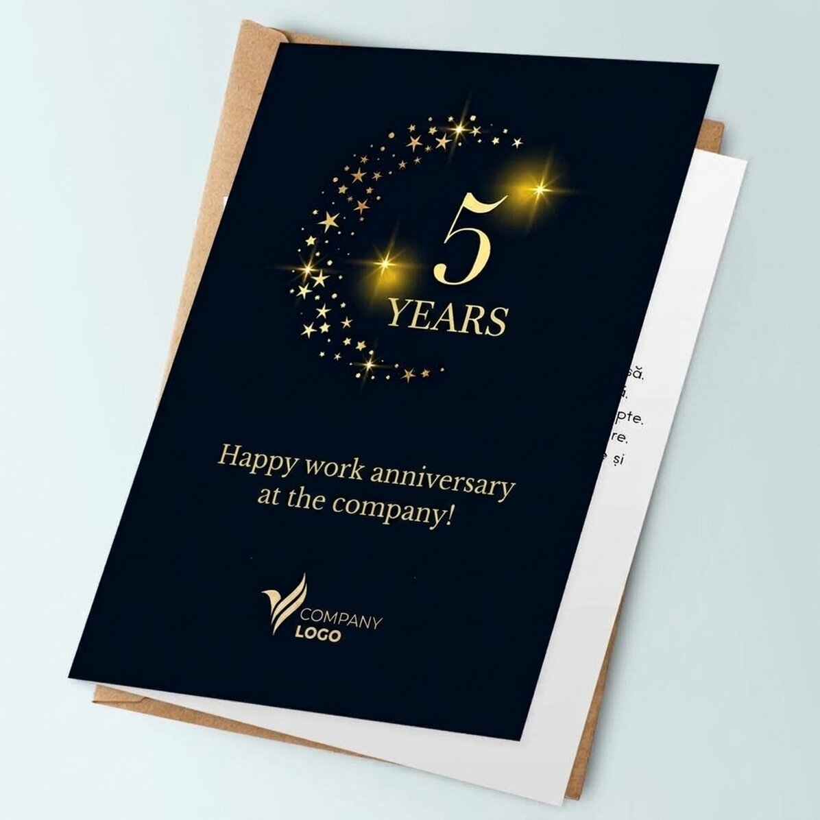 Personalised greeting card with logo and text