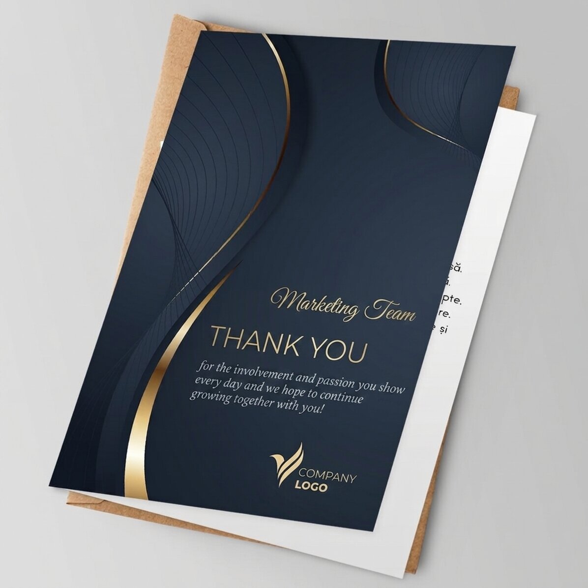 Personalised greeting card with logo and message