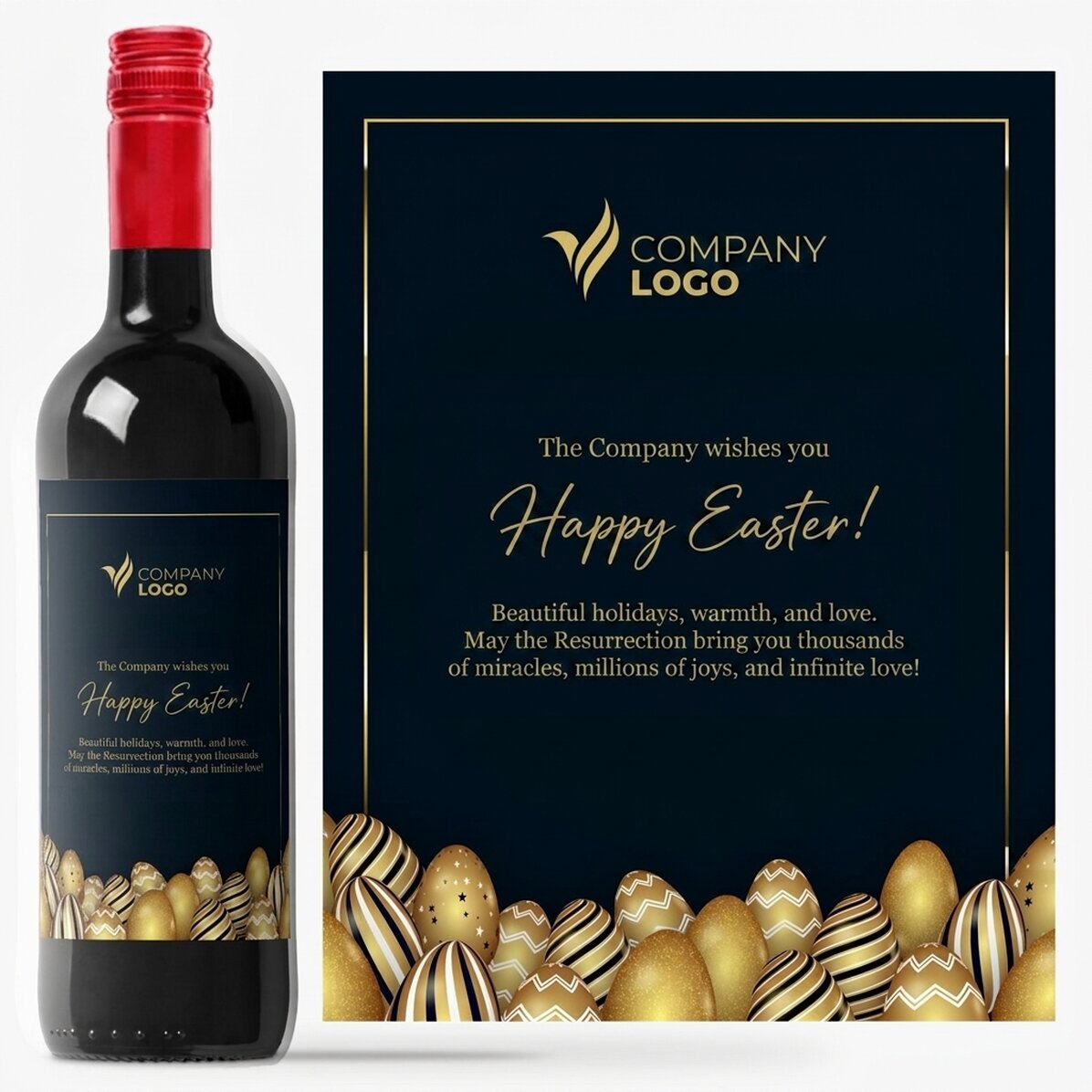 Personalised wine with logo and text for Easter