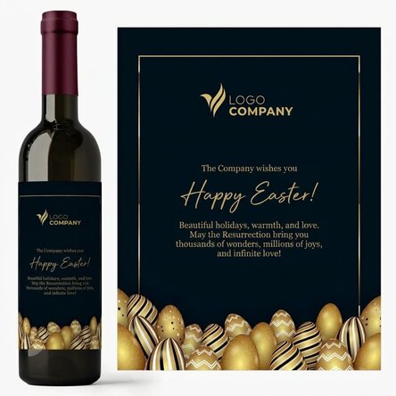 Personalised wine with logo and text for Easter