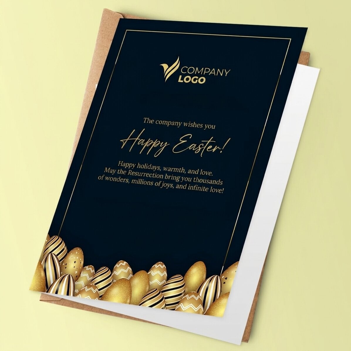 Personalised card with logo and message for Easter