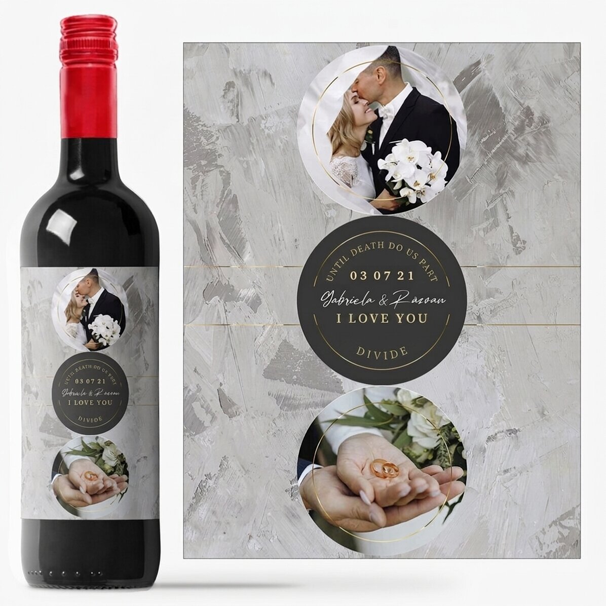 Personalised wine with text and 2 photos - Forever