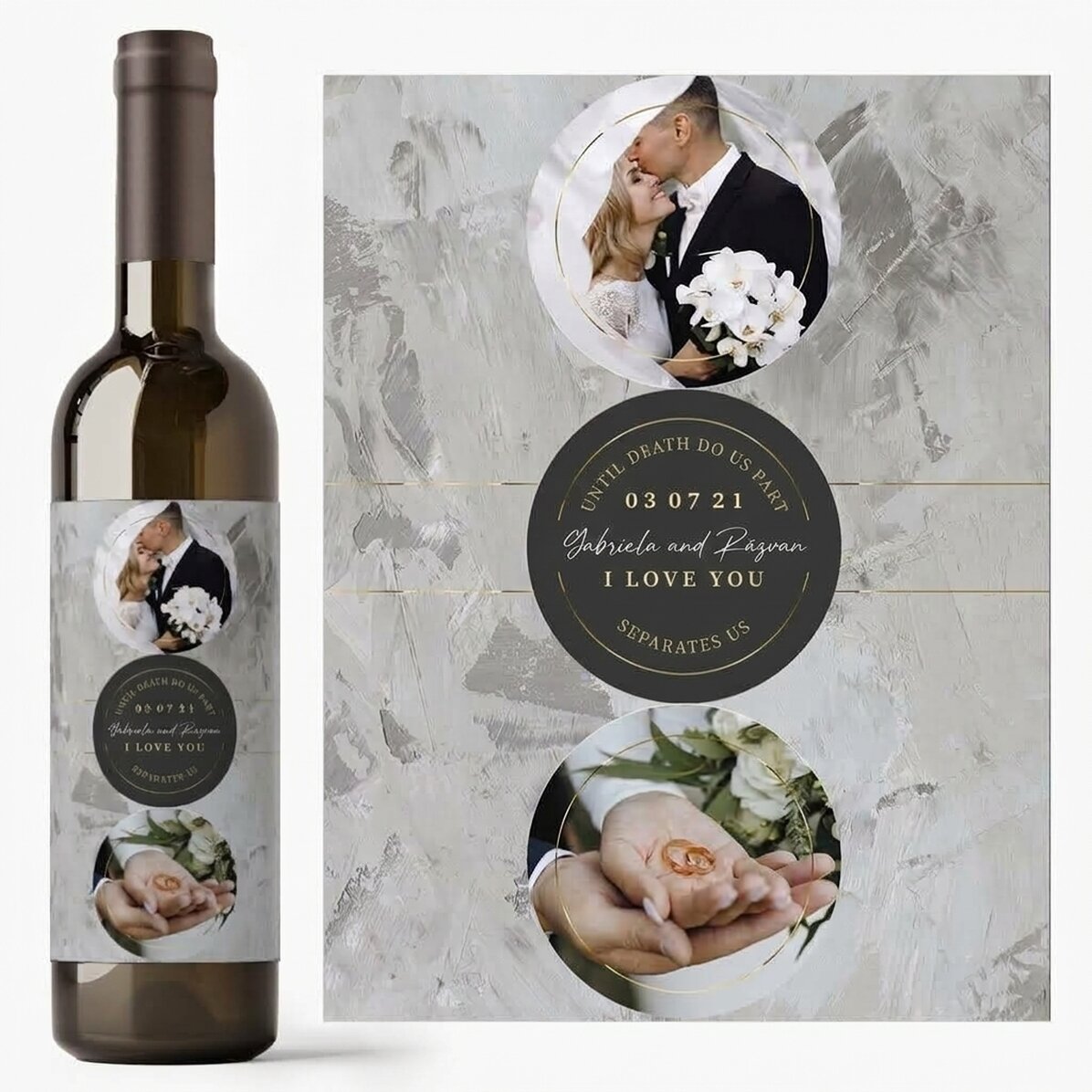 Personalised wine with text and 2 photos - Forever