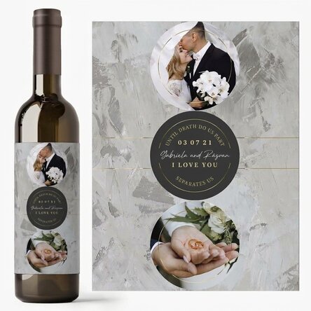 Personalised wine with text and 2 photos - Forever