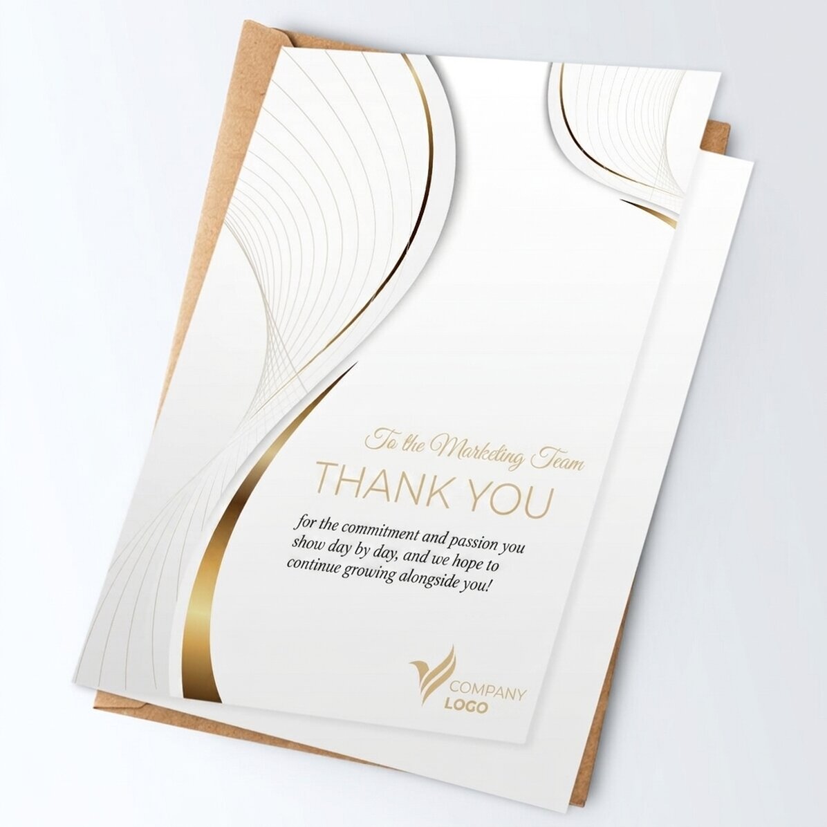 Personalised greeting card with logo and message - White