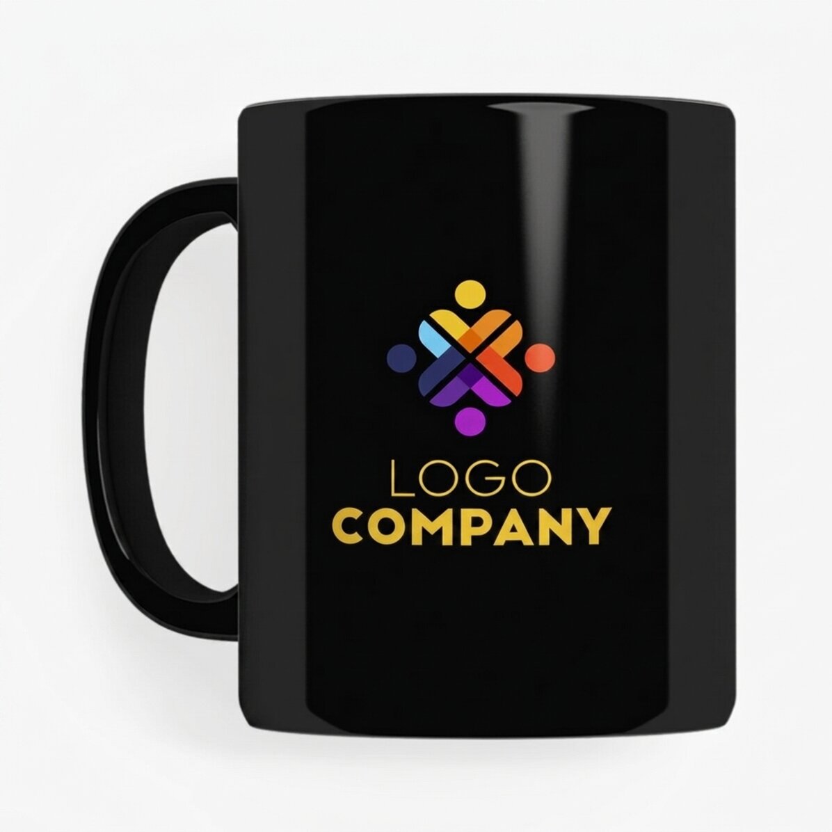 Personalised mug with logo on both sides - black background