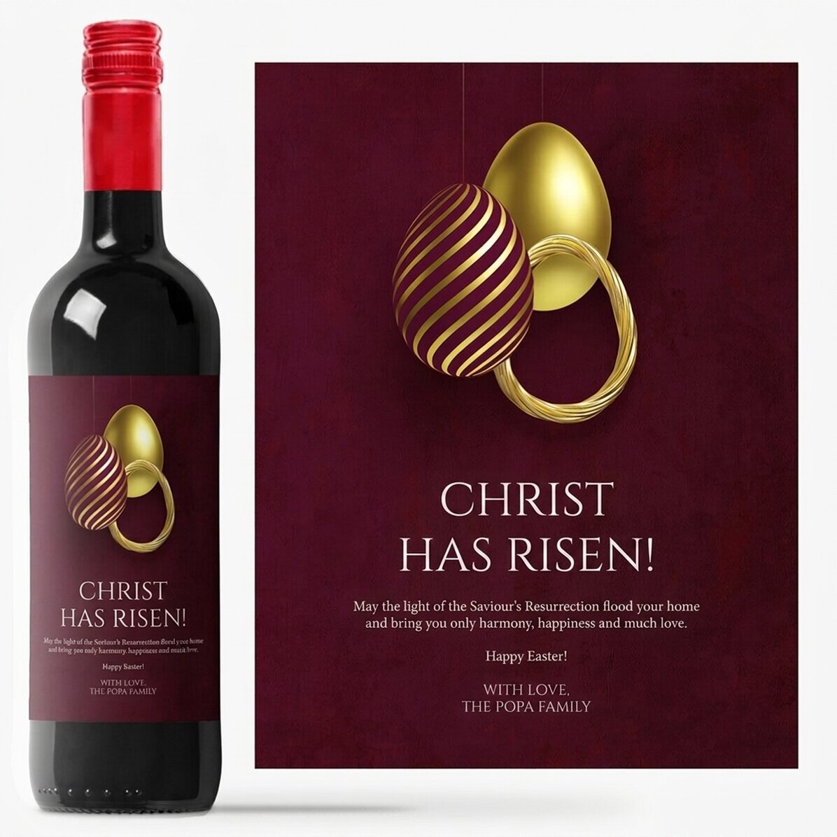 Personalised wine with text for Easter - Christ is risen!