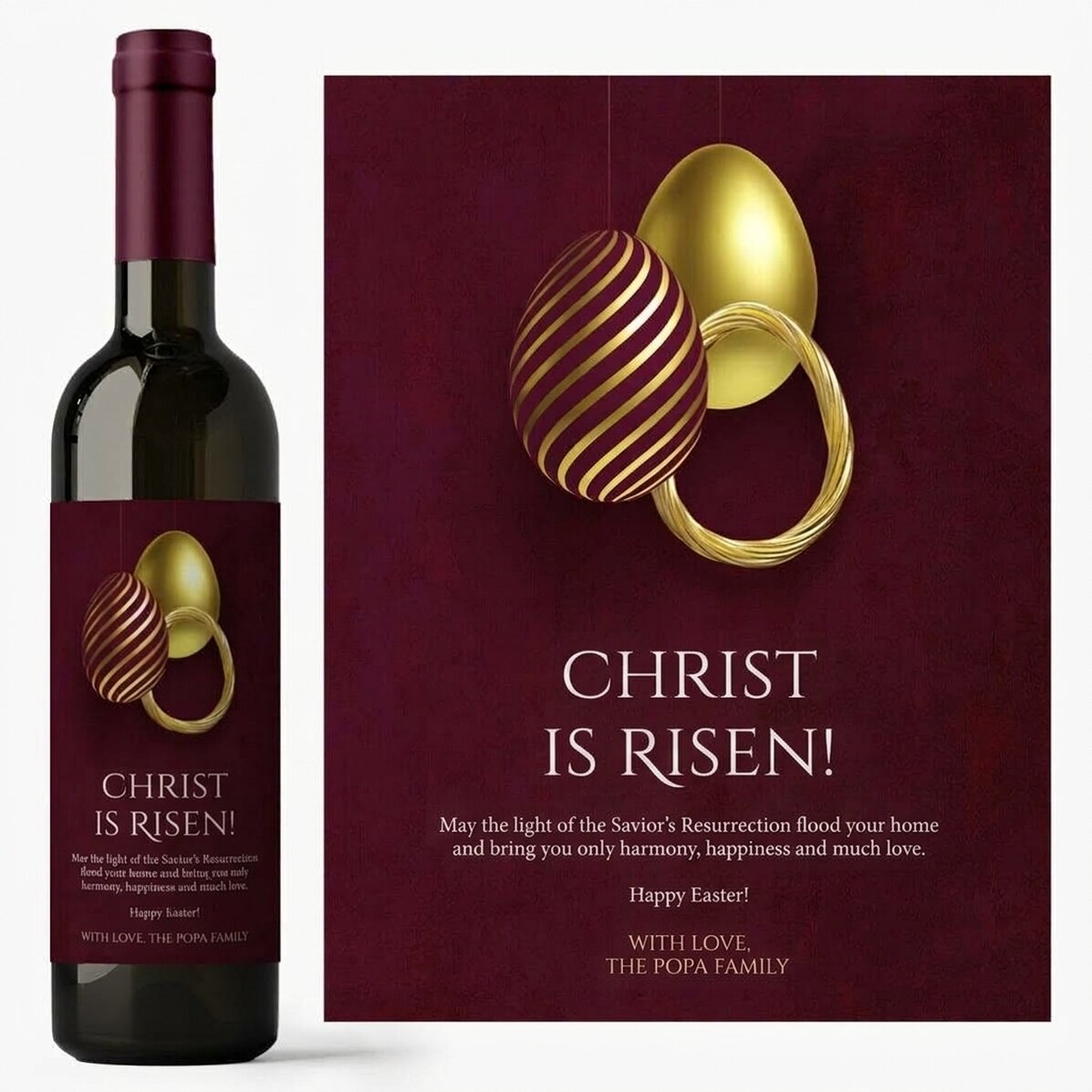 Personalised wine with text for Easter - Christ is risen!