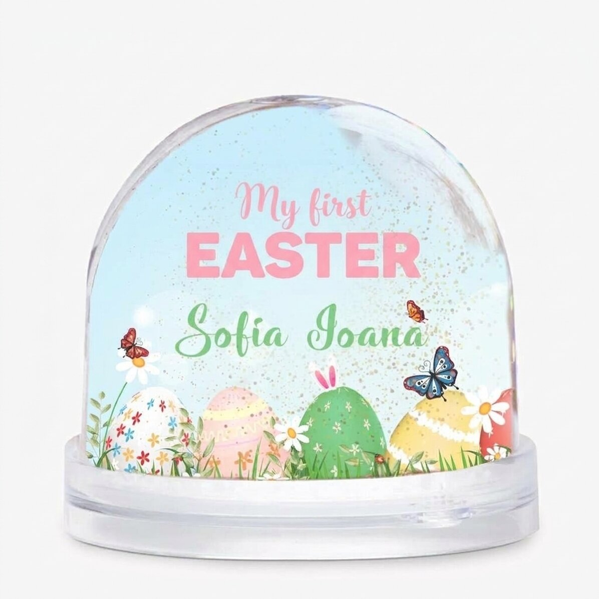 Personalised desk globe with photo and text - My first Easter