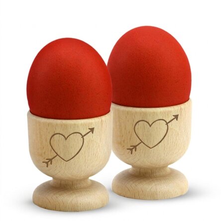 Personalised egg cup holder for couples - Hearts