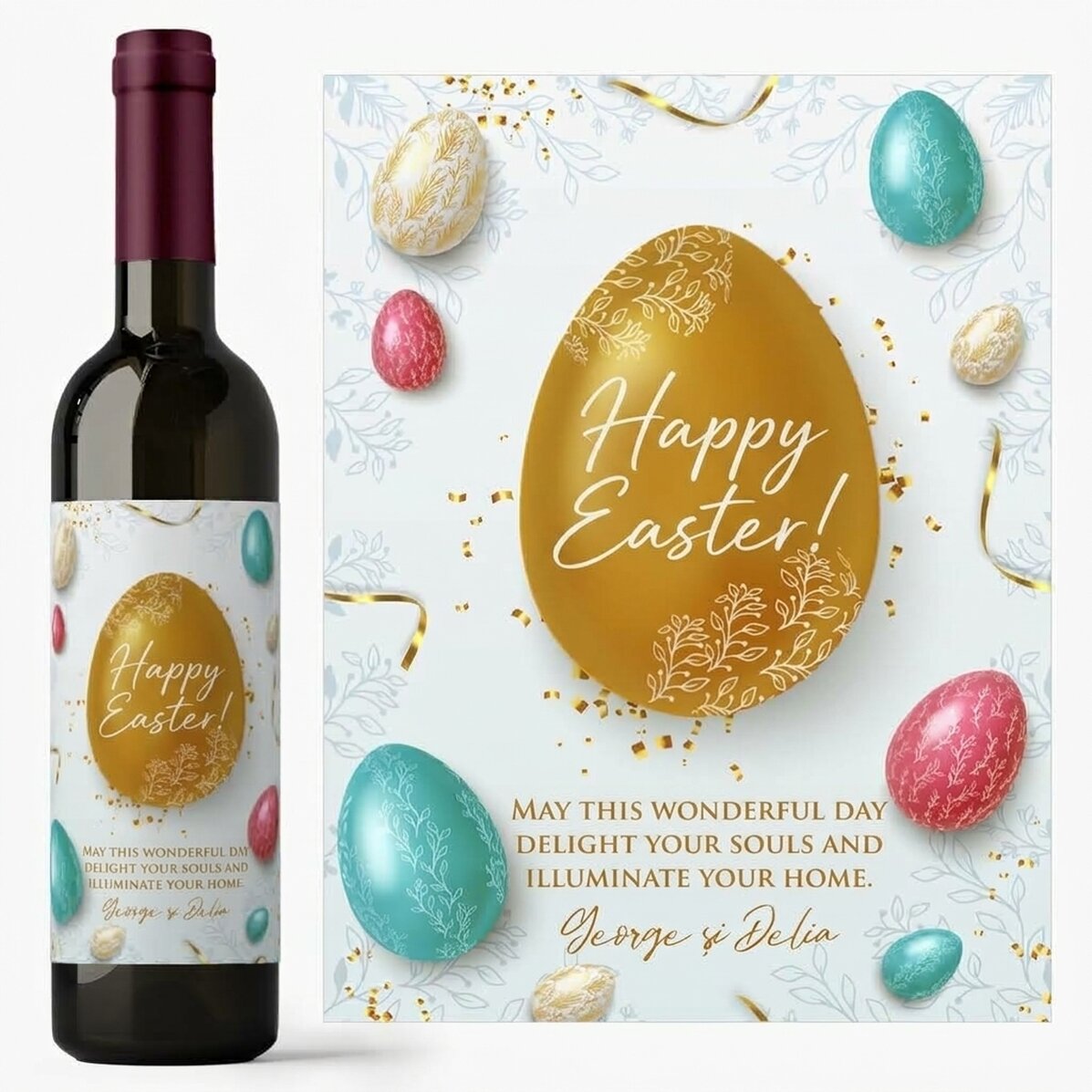 Personalised wine with text for Easter - Happy Easter