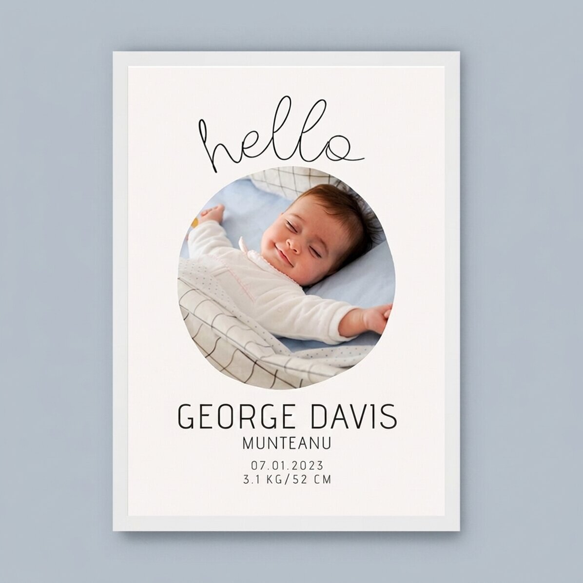 Personalised painting with text and a photo - Hello to you