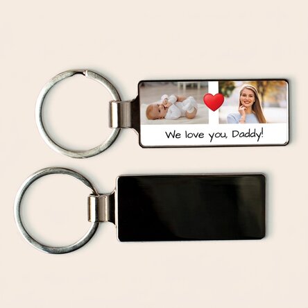 Personalised keyring with 2 photos and message