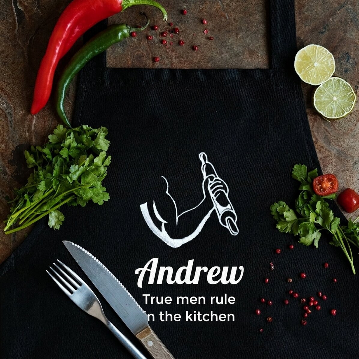 Personalised apron with text - Sport in the kitchen