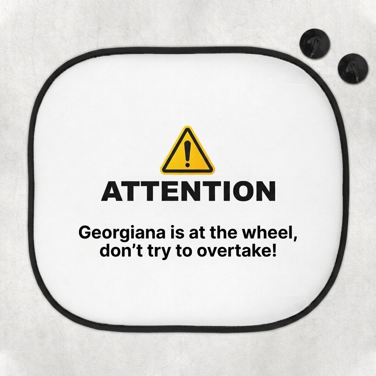 Personalised car sunshade with text - Attention!